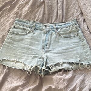Abercrombie & Fitch Light Blue Distressed Denim Shorts